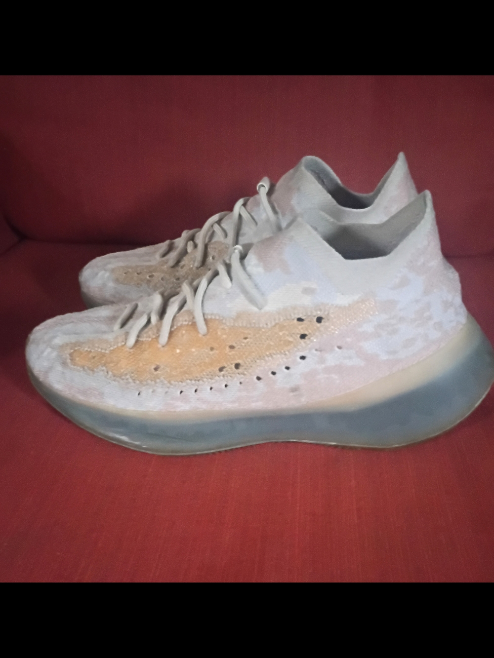 Yeezy Boost-Inspired Men’s Tan and Gray Knit Sneakers